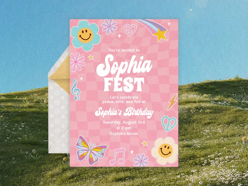 Peace & Flowers Invitation premium template design