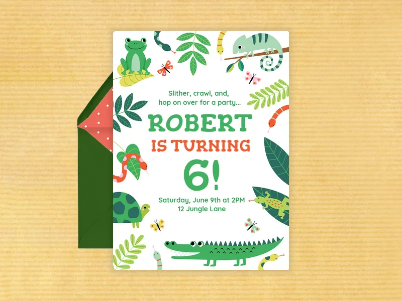 Rainforest Friends Invitation premium template design
