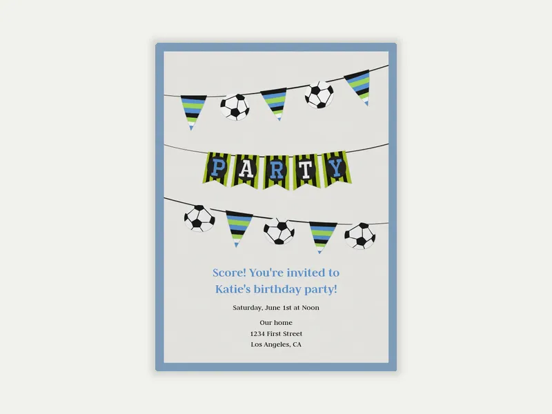 Soccer Bunting Invitation free template design
