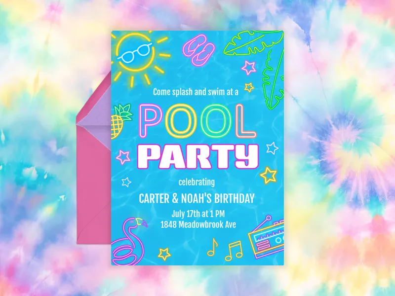 Let’s Glow Swimming Invitation premium template design