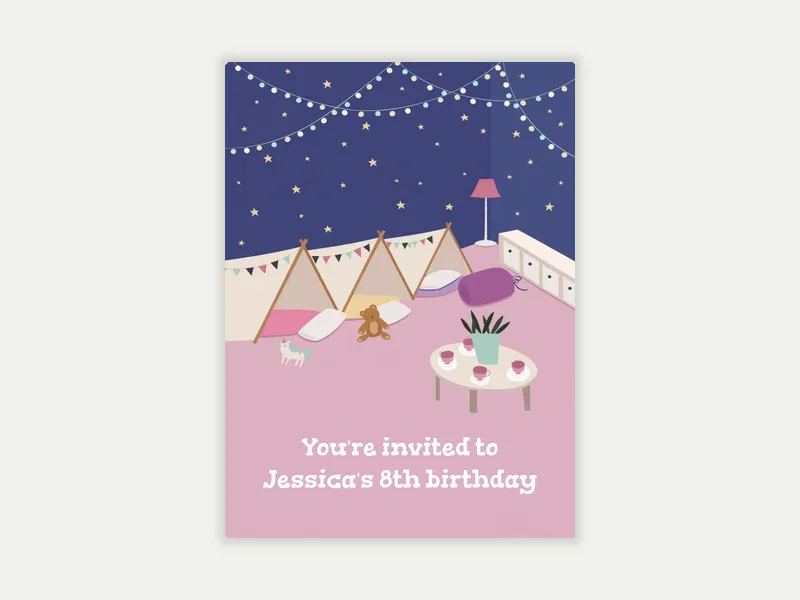 Slumber Party Tents Invitation free template design