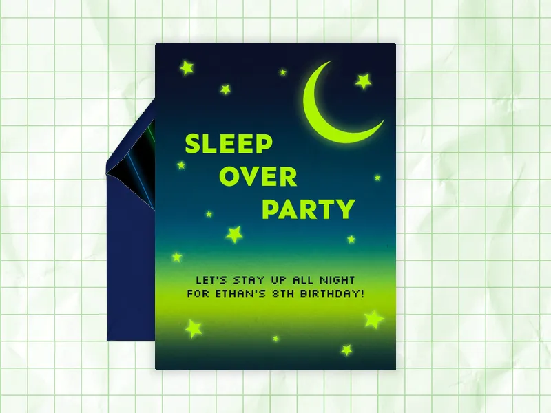 Green Neon Sleepover Invitation premium template design
