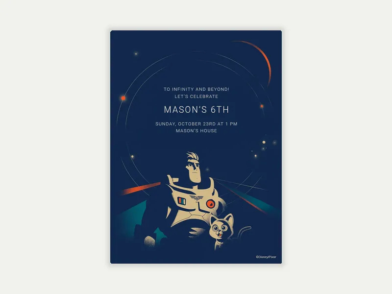 Disney’s Lightyear: Buzz in Space Invitation free template design