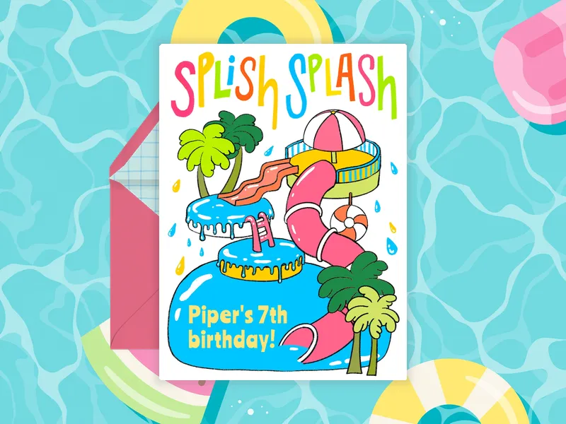 Splish Splash Slide Invitation premium template design