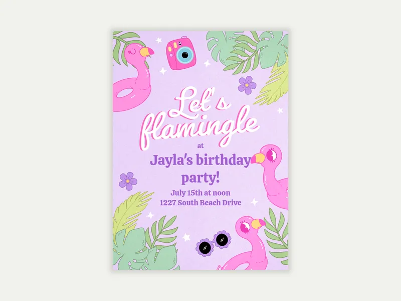 Flamingo Fun Invitation free template design