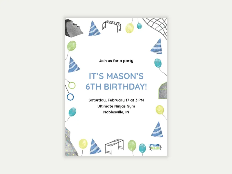 Ultimate Ninjas: Party Time Invitation free template design