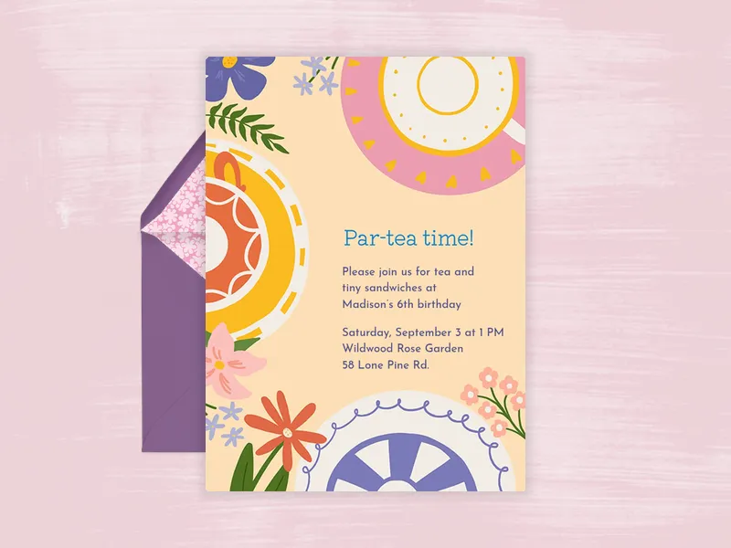 Tea & Cakes Birthday Invitation premium template design