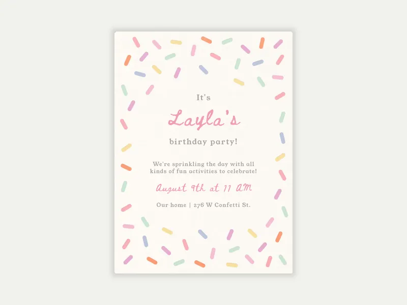 Confetti Sprinkles Invitation free template design