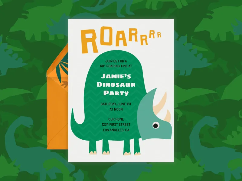 Triceratops Invitation premium template design