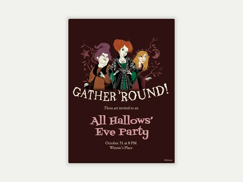 Disney’s Hocus Pocus: The Sanderson Sisters Invitation free template design