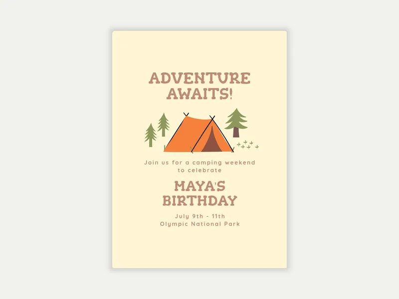 Tent Life Invitation free template design