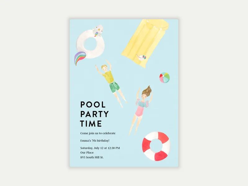 Let's Chill Pool Party Invitation free template design