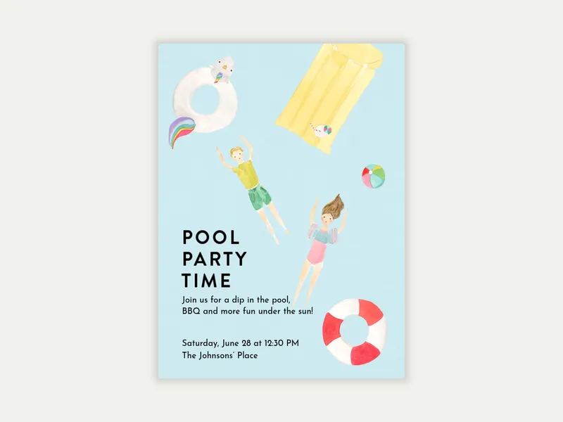 Let's Chill Pool Party Invitation free template design