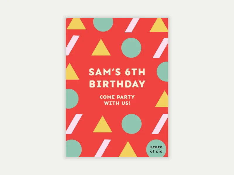 State of Kid: Blue Geometric Fun - state_of_kid - Invitation