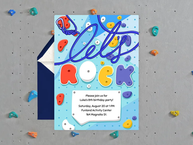 Let’s Rock Climb Invitation premium template design