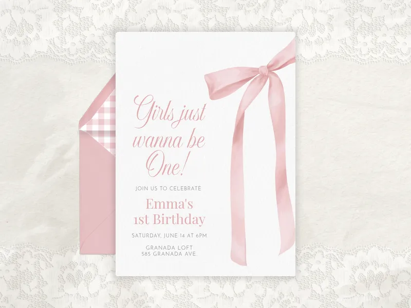 Ribbons, Bows - 2nd_birthday - Invitation