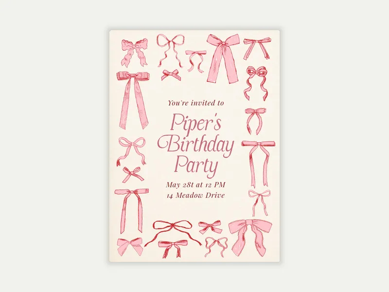 Ribbons and Bows - birthday_foradults - Invitation