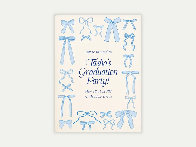 Ribbons and Bows Invitation free template design