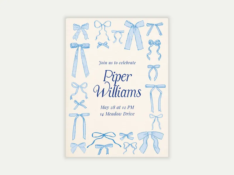 Ribbons and Bows Invitation free template design
