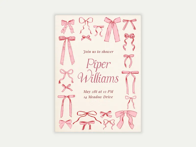 Ribbons and Bows Invitation free template design