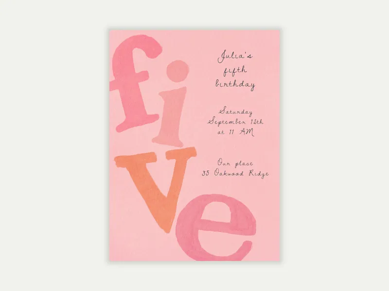 Letter Drop - 5th_birthday - Invitation