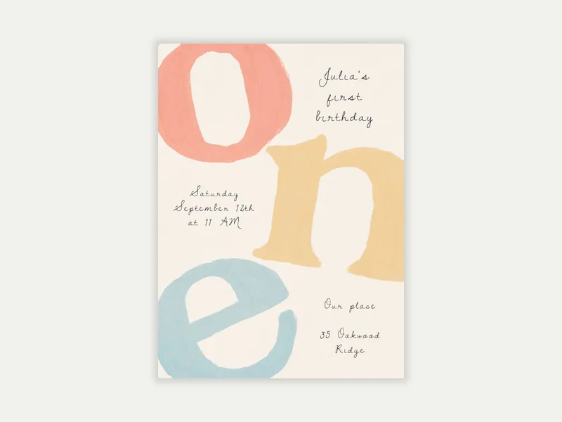 Letter Drop - babys_first - Invitation