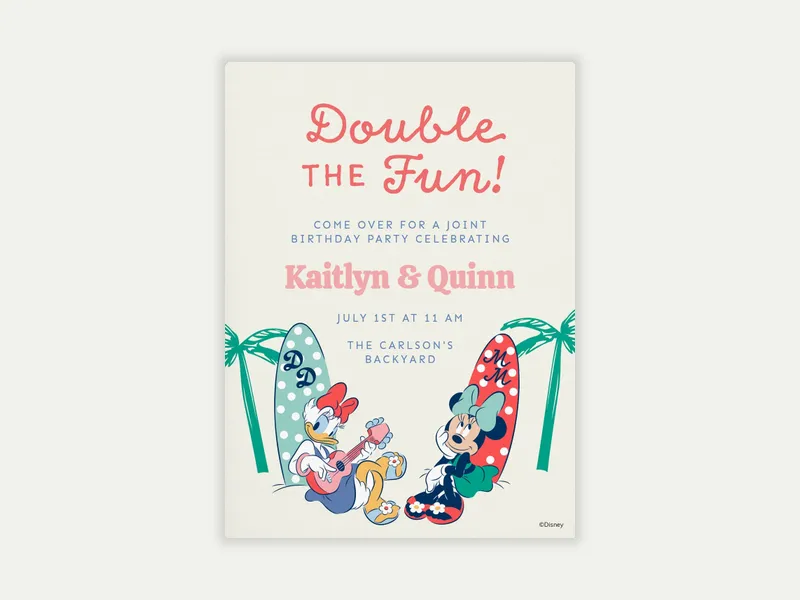 Disney’s Minnie Mouse: Beach Buds Invitation free template design