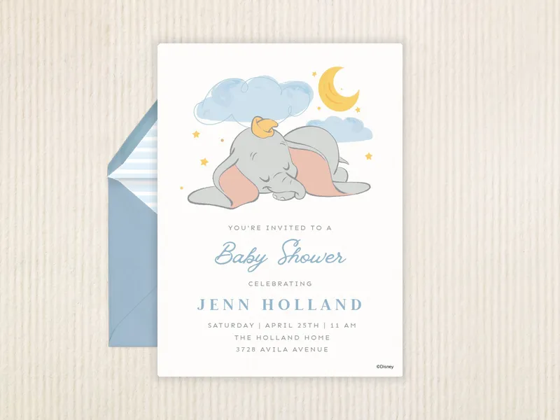 Disney’s Dumbo: Sweet Baby Invitation premium template design