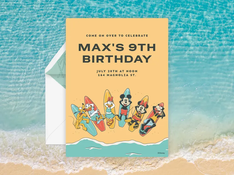 Disney’s Minnie Mouse: Sand & Smiles Invitation premium template design