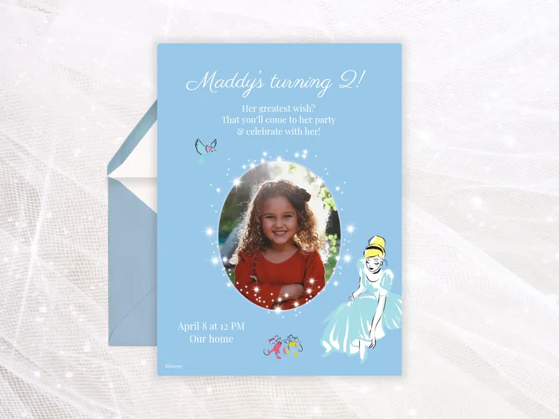 Disney’s Cinderella: Whatever You Wish For (Photo) Invitation premium template design