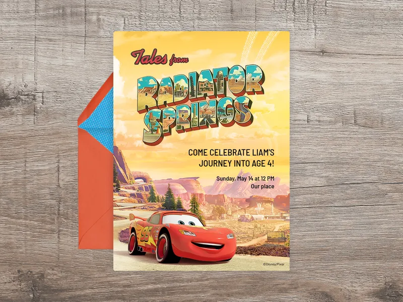 Disney’s and Pixar's Cars: On the Road - characters - Invitation