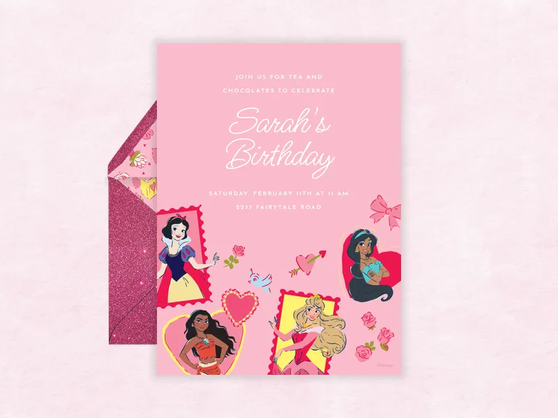 Disney: Princess Hearts Invitation premium template design
