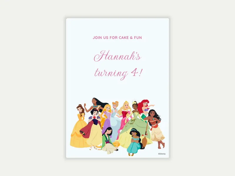 Disney: Princess Party Invitation free template design