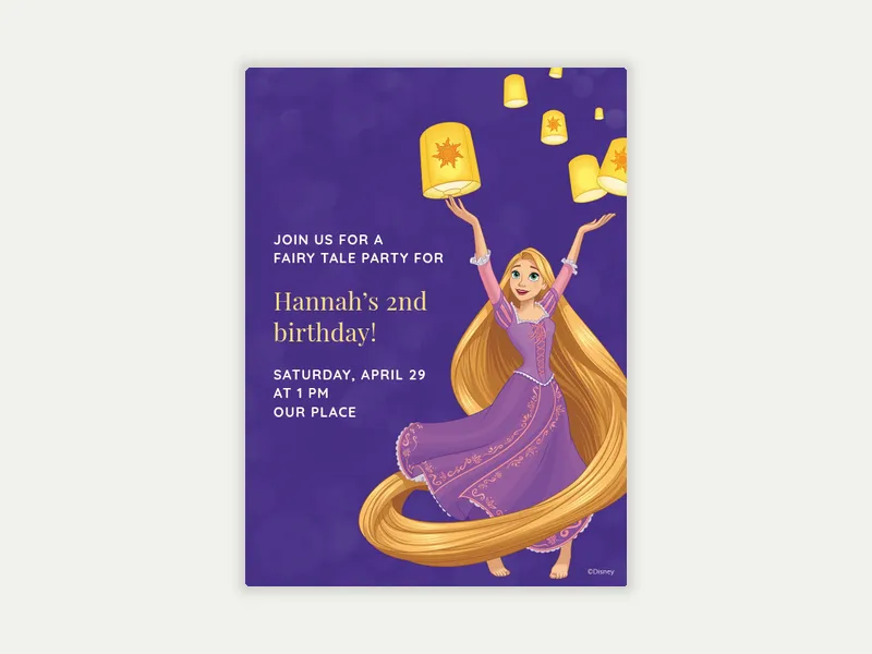 Disney's Tangled: Floating Lanterns Invitation free template design