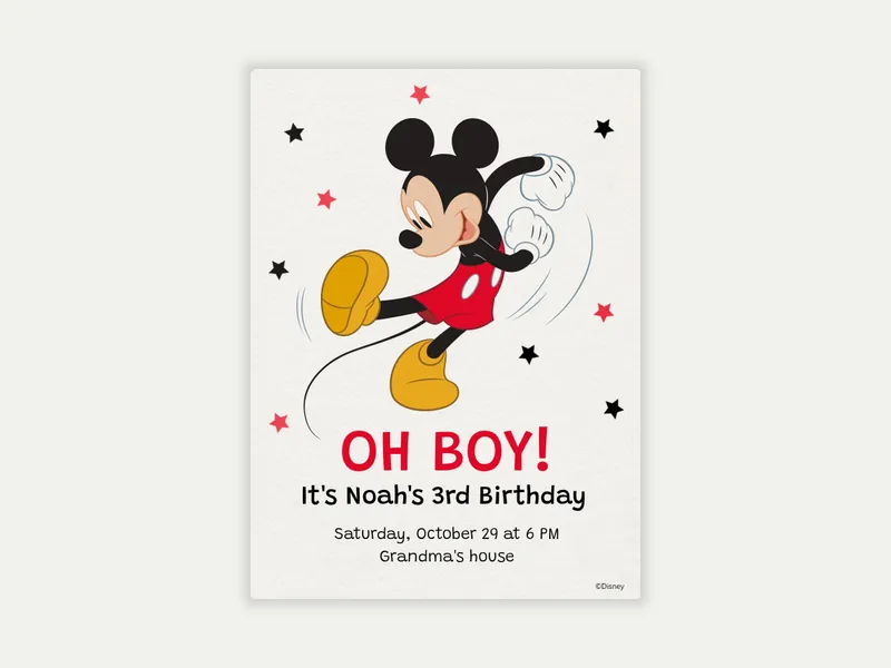Disney’s Mickey Mouse: Birthday Stars Invitation free template design
