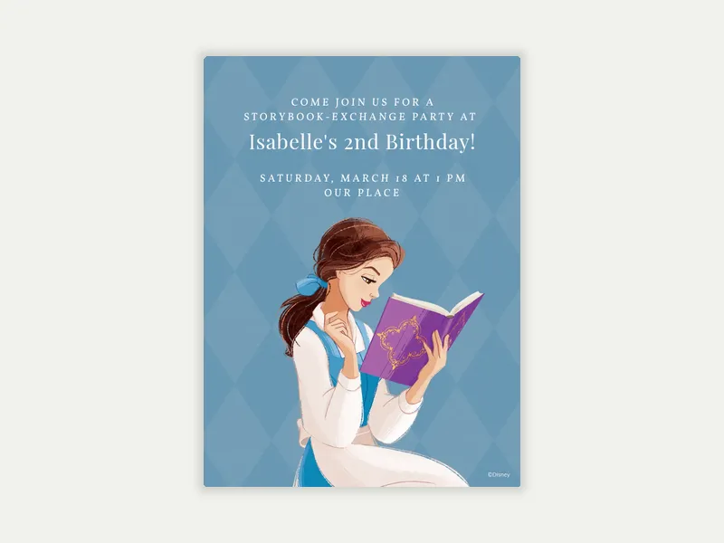 Disney’s Beauty and the Beast: Belle & Book - featured - Invitation