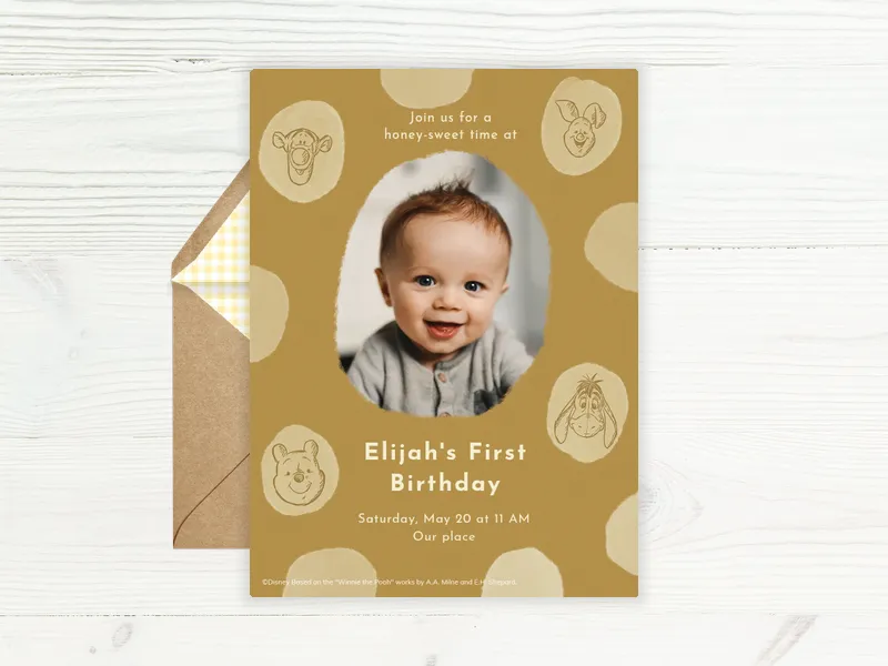 Disney's Winnie the Pooh: So Sweet (Photo) Invitation premium template design