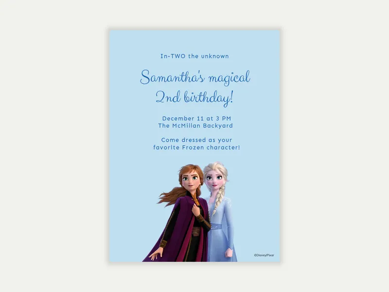 Disney’s Frozen: Anna & Elsa Invitation free template design