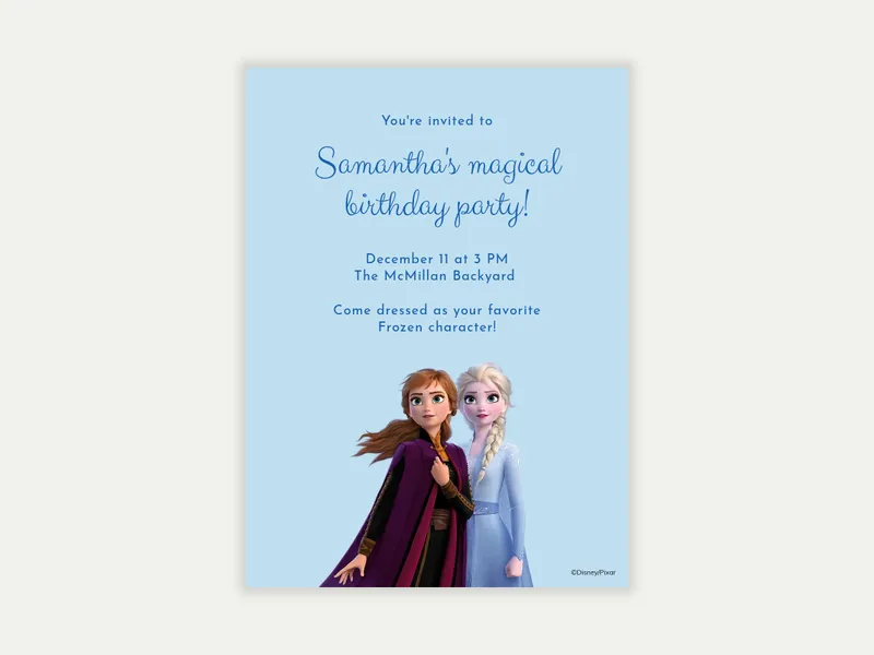 Disney’s Frozen: Anna & Elsa Invitation free template design