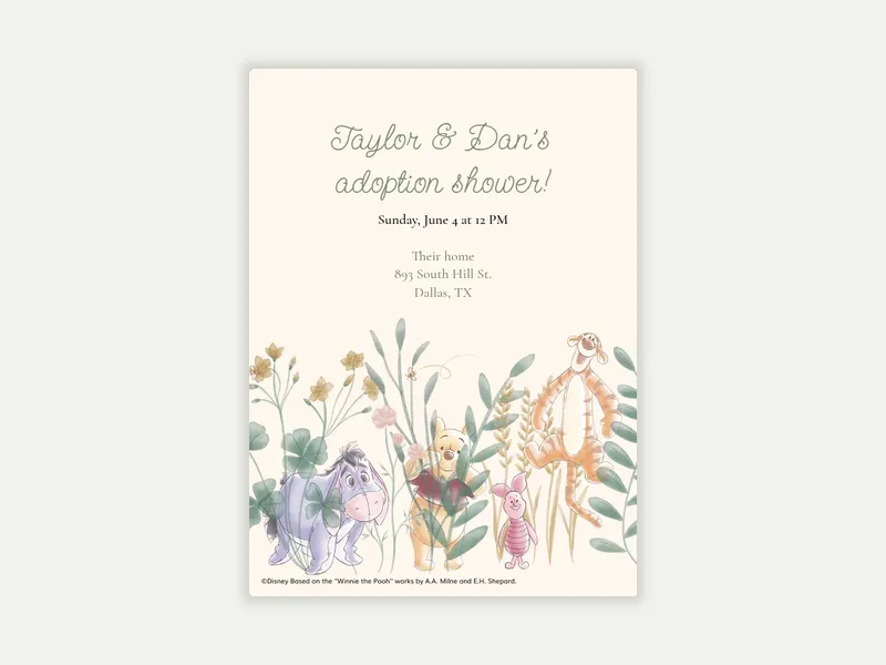 Disney’s Winnie the Pooh: Watercolor Pooh & Friends - featured - Invitation