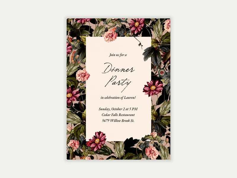 Lush Floral - dinner_party - Invitation
