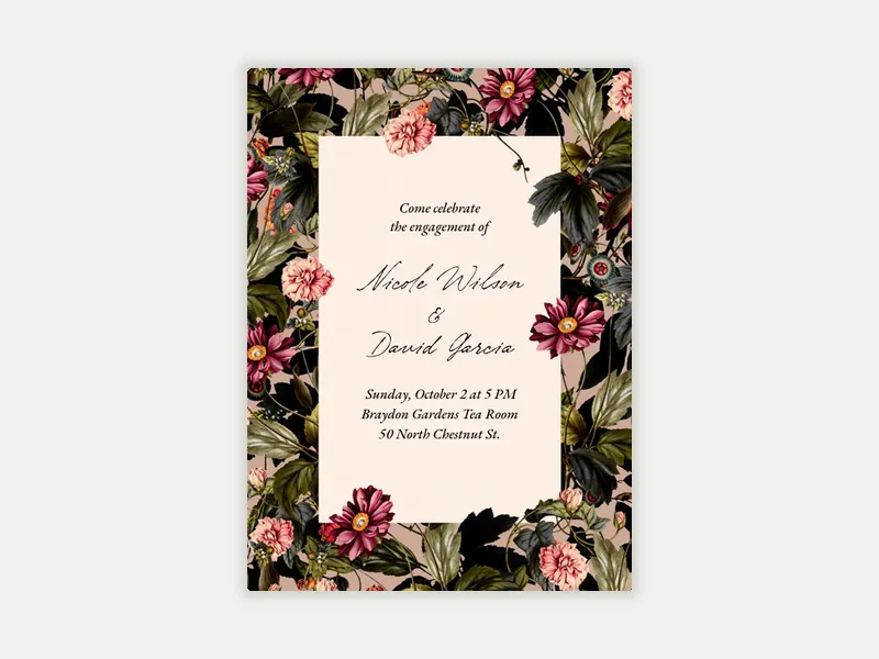 Lush Floral - engagement - Invitation