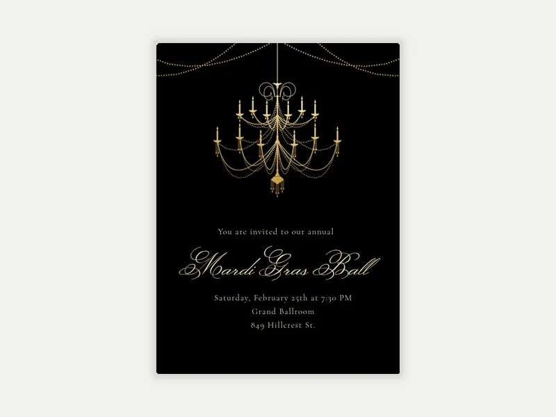 Gold Chandelier - wedding_day - Invitation