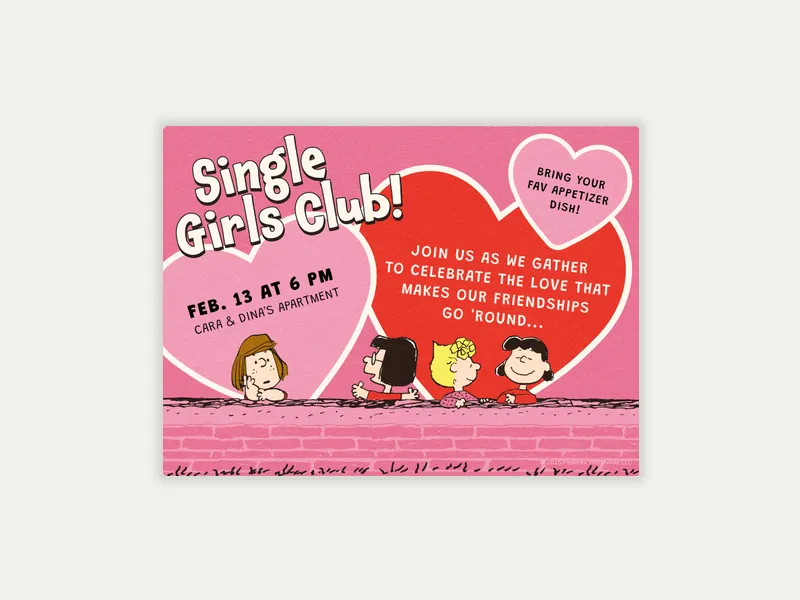 PEANUTS®: Girls Club Invitation free template design