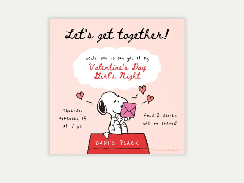 PEANUTS®: Love Letter Invitation free template design