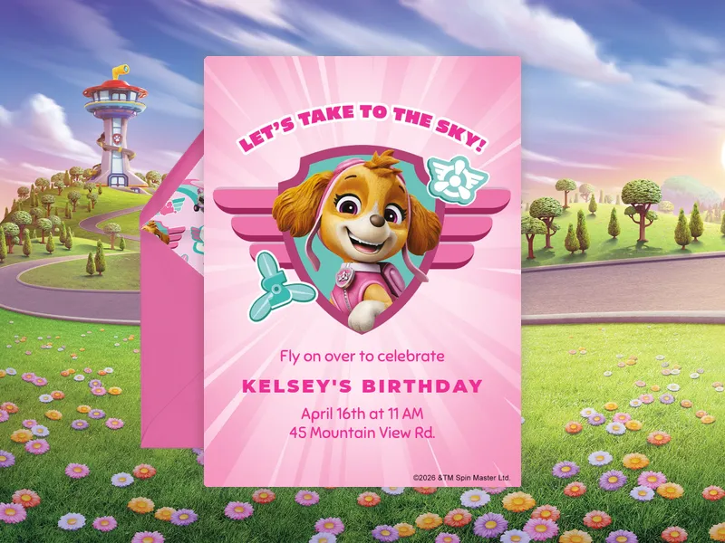 PAW Patrol™: To The Sky! Invitation premium template design
