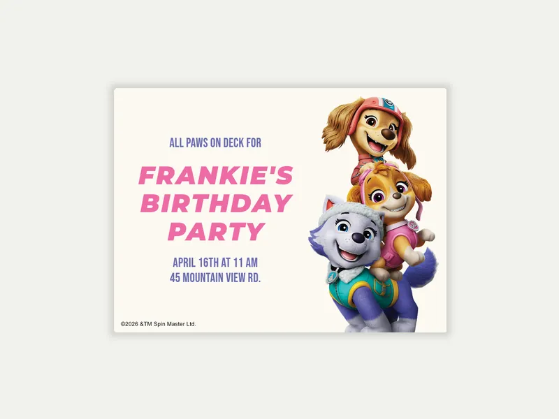 PAW Patrol™: On Deck - popular_characters - Invitation