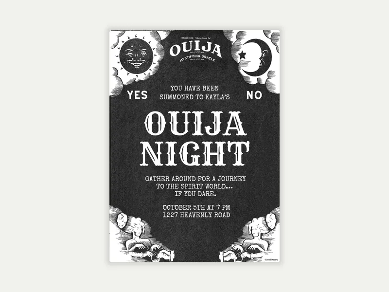 Hasbro’s Ouija: Mystical Moments Invitation free template design