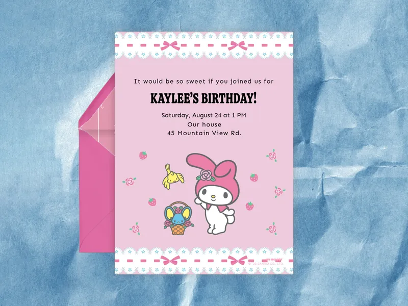 Sanrio My Melody: Roses & Strawberries - featured - Invitation