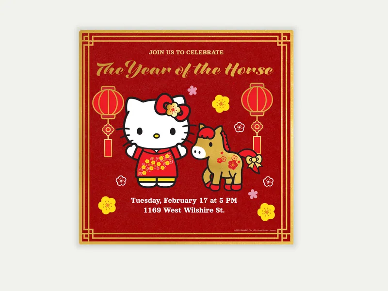 Sanrio’s Hello Kitty and Friends: Red Lantern Invitation free template design